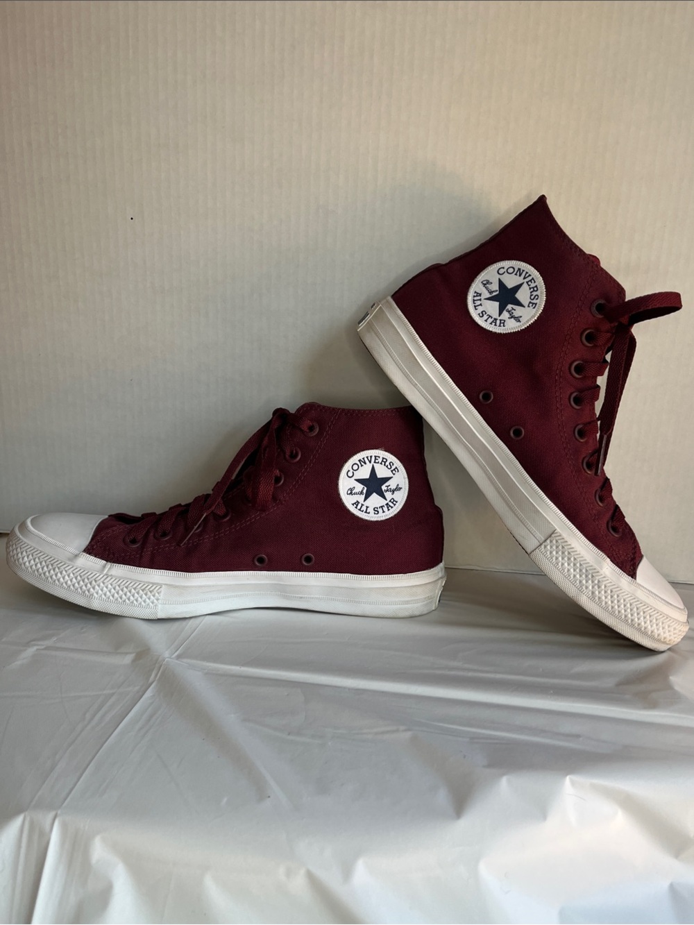 Converse Chuck Taylor All Star II High Top Canvas Sneakers - Bordeaux/White